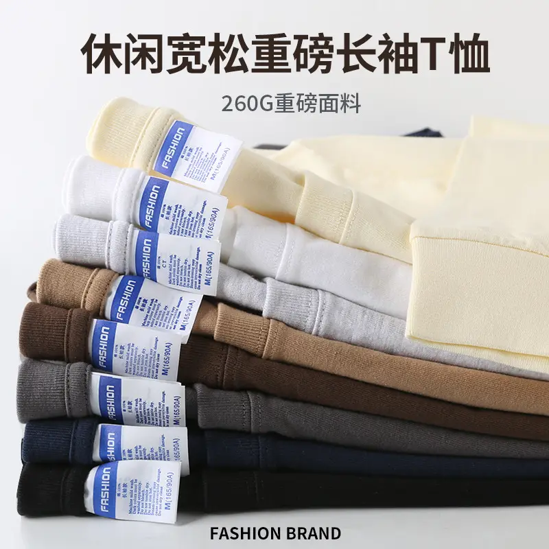 Heavyweight Men's T-Shirt 260g Pure Cotton Long Sleeve - Image 11