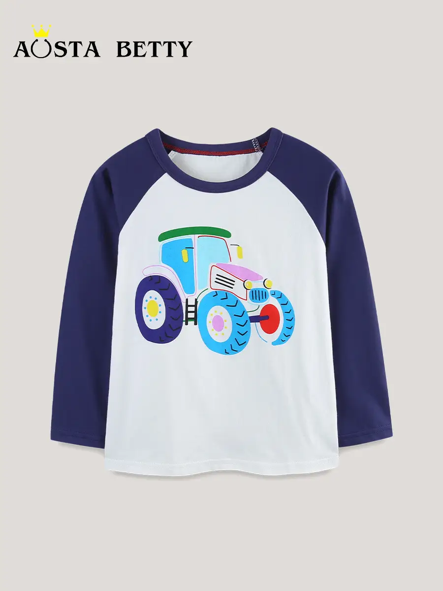 26 Autumn New Boys' T-Shirt Car Print Round Neck Long Sleeve Base Shirt - Image 2