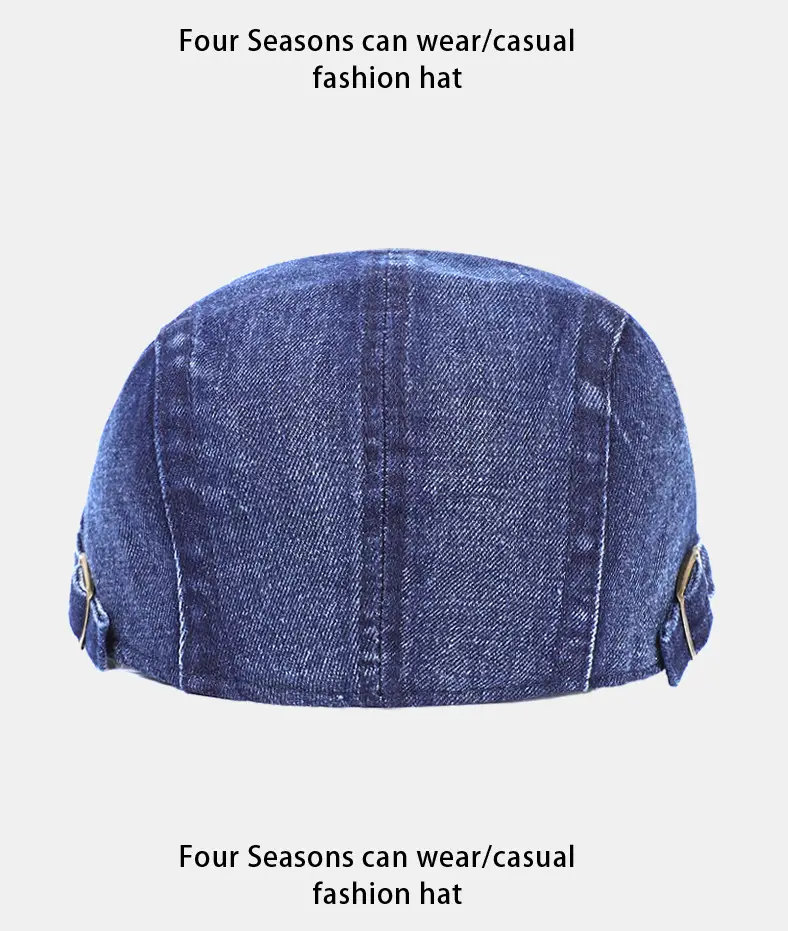 New Vintage Washed Hole Denim Beret for Men Women Spring Autumn — feature 8