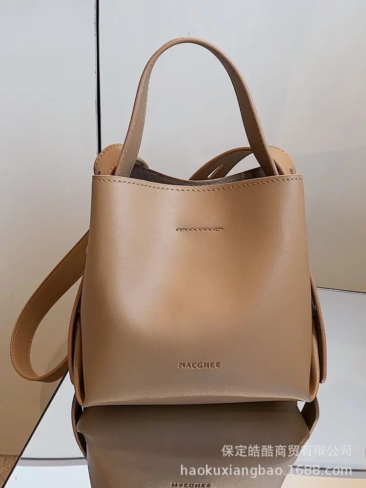 Women's Retro Korean Bucket Bag Tan 2024 - Image 10