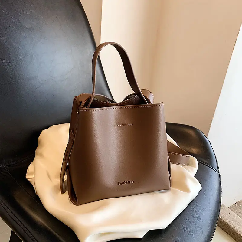 Women's Retro Korean Bucket Bag Tan 2024 - Image 4