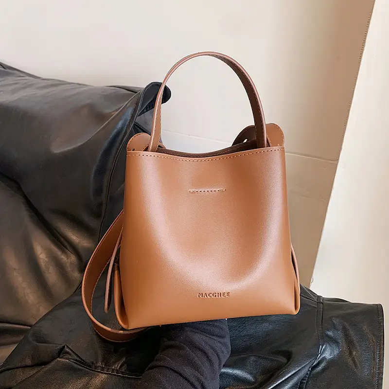 Women's Retro Korean Bucket Bag Tan 2024 - Image 5