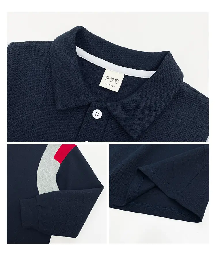2025 New Boys Korean Lapel POLO Shirt Black Red Grey — feature 4