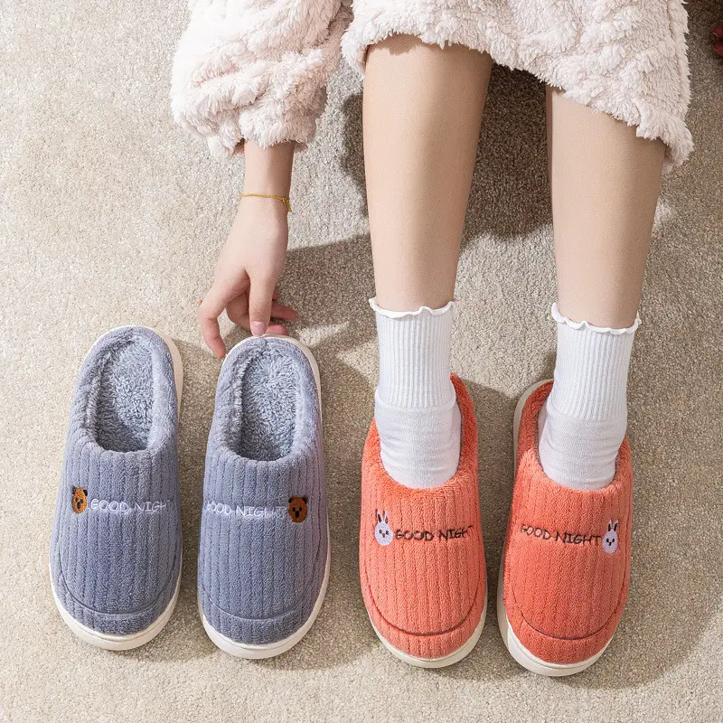 in stock Cotton Slippers Women's Household Autumn and Winter Indoor Warm Home Shoes Couple Slippers Men's Winter Home Shoes Manufacturers