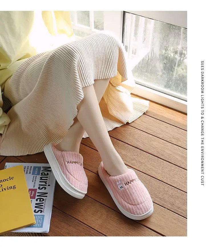 in stock Cotton Slippers Women's Household Autumn and Winter Indoor Warm Home Shoes Couple Slippers Men's Winter Home Shoes Manufacturers — feature 12