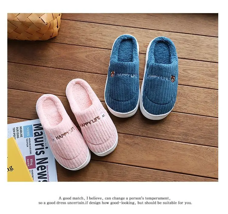 in stock Cotton Slippers Women's Household Autumn and Winter Indoor Warm Home Shoes Couple Slippers Men's Winter Home Shoes Manufacturers — feature 13
