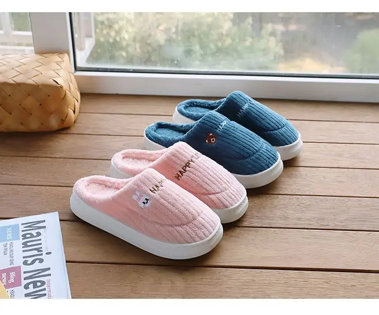 in stock Cotton Slippers Women's Household Autumn and Winter Indoor Warm Home Shoes Couple Slippers Men's Winter Home Shoes Manufacturers — feature 14
