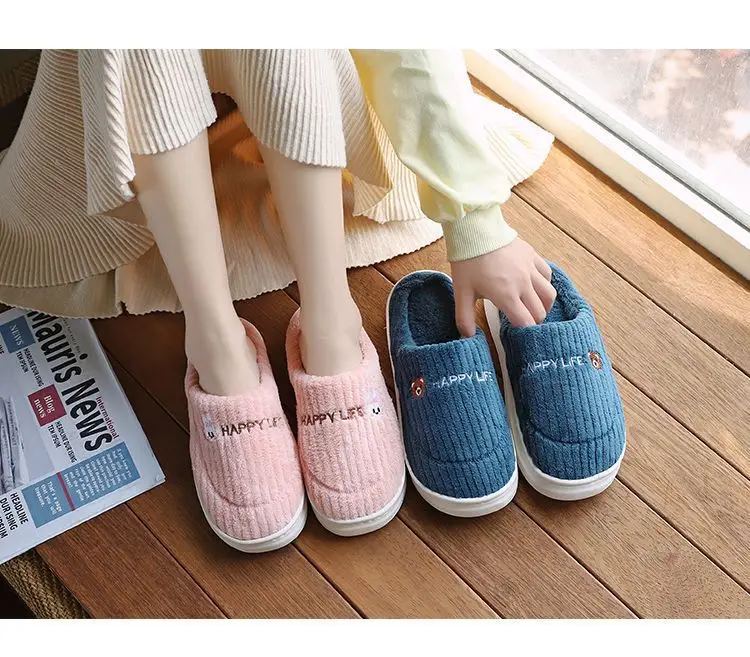 in stock Cotton Slippers Women's Household Autumn and Winter Indoor Warm Home Shoes Couple Slippers Men's Winter Home Shoes Manufacturers — feature 15