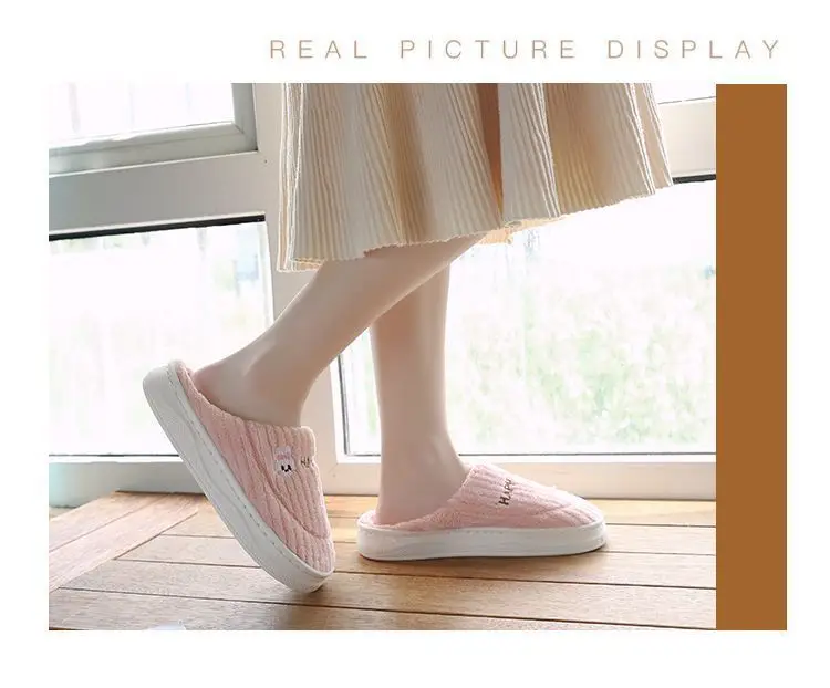 in stock Cotton Slippers Women's Household Autumn and Winter Indoor Warm Home Shoes Couple Slippers Men's Winter Home Shoes Manufacturers — feature 16