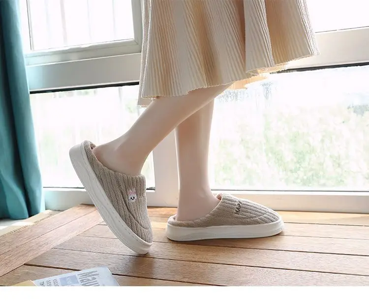 in stock Cotton Slippers Women's Household Autumn and Winter Indoor Warm Home Shoes Couple Slippers Men's Winter Home Shoes Manufacturers — feature 18