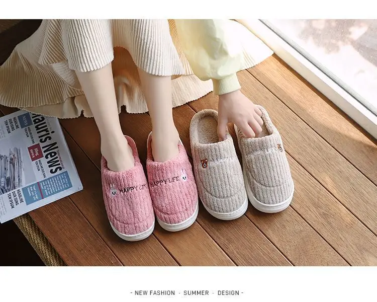 in stock Cotton Slippers Women's Household Autumn and Winter Indoor Warm Home Shoes Couple Slippers Men's Winter Home Shoes Manufacturers — feature 7