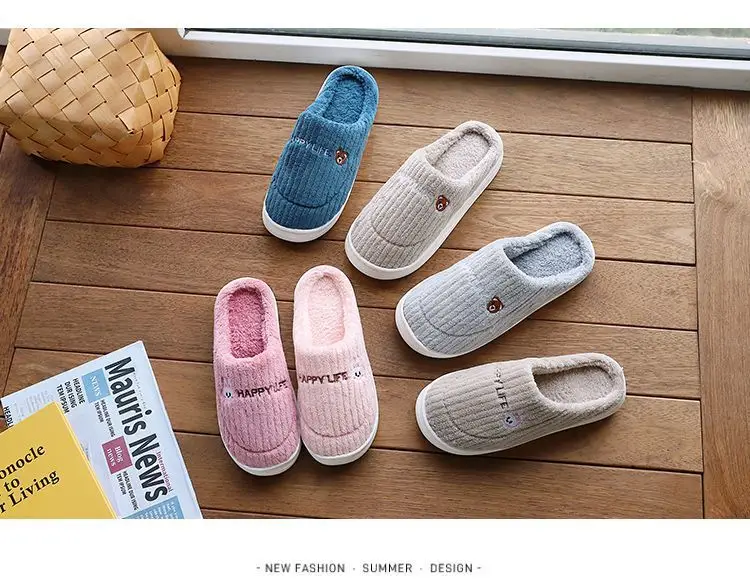 in stock Cotton Slippers Women's Household Autumn and Winter Indoor Warm Home Shoes Couple Slippers Men's Winter Home Shoes Manufacturers — feature 8