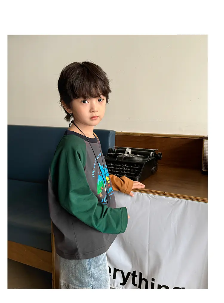 Kids Pure Cotton Printed Long Sleeve T-Shirt Boys Korean Style 2026 — feature 11