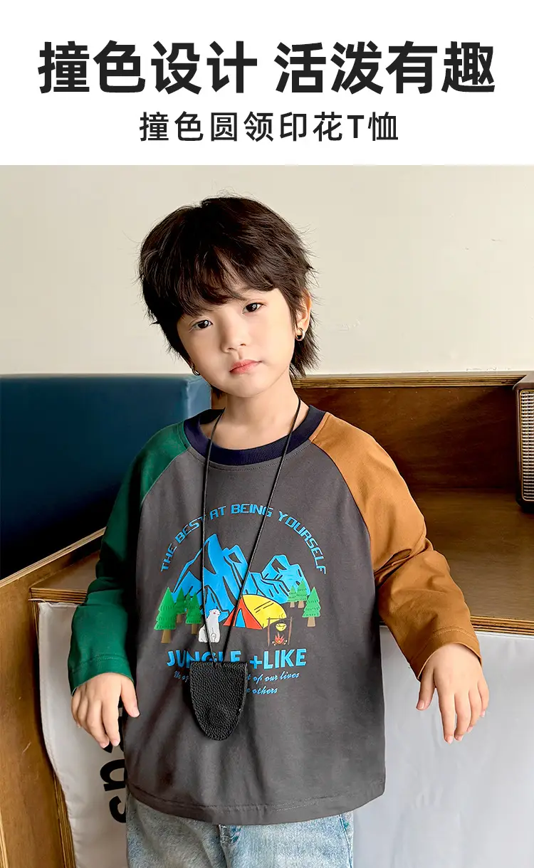 Kids Pure Cotton Printed Long Sleeve T-Shirt Boys Korean Style 2026 — feature 2