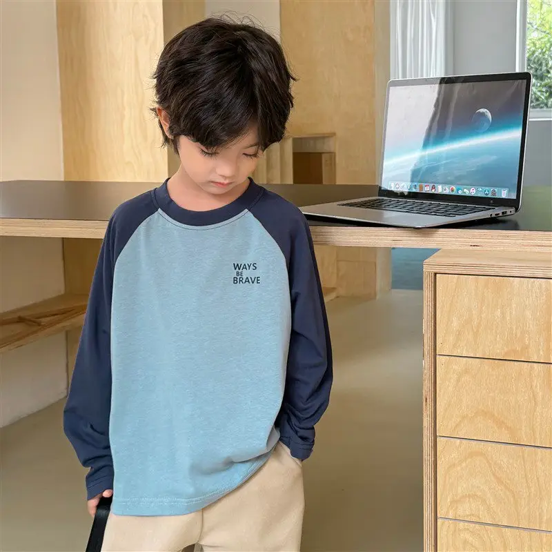 Kids Pure Cotton Printed Long Sleeve T-Shirt Boys Korean Style 2026