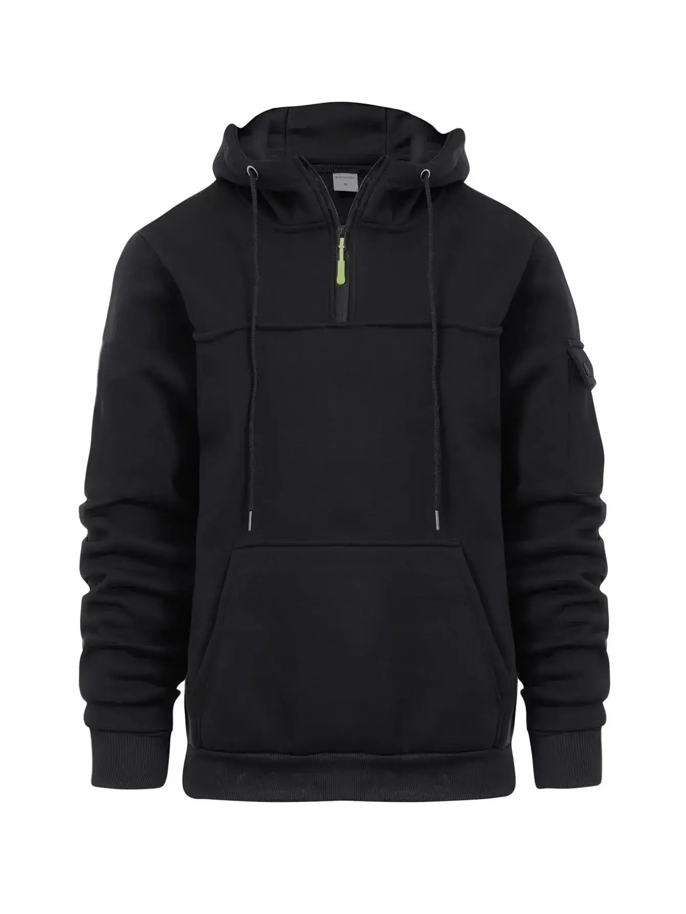 Men's Beige Zipper Hoodie Multi-Pocket Sweatshirt - Image 10