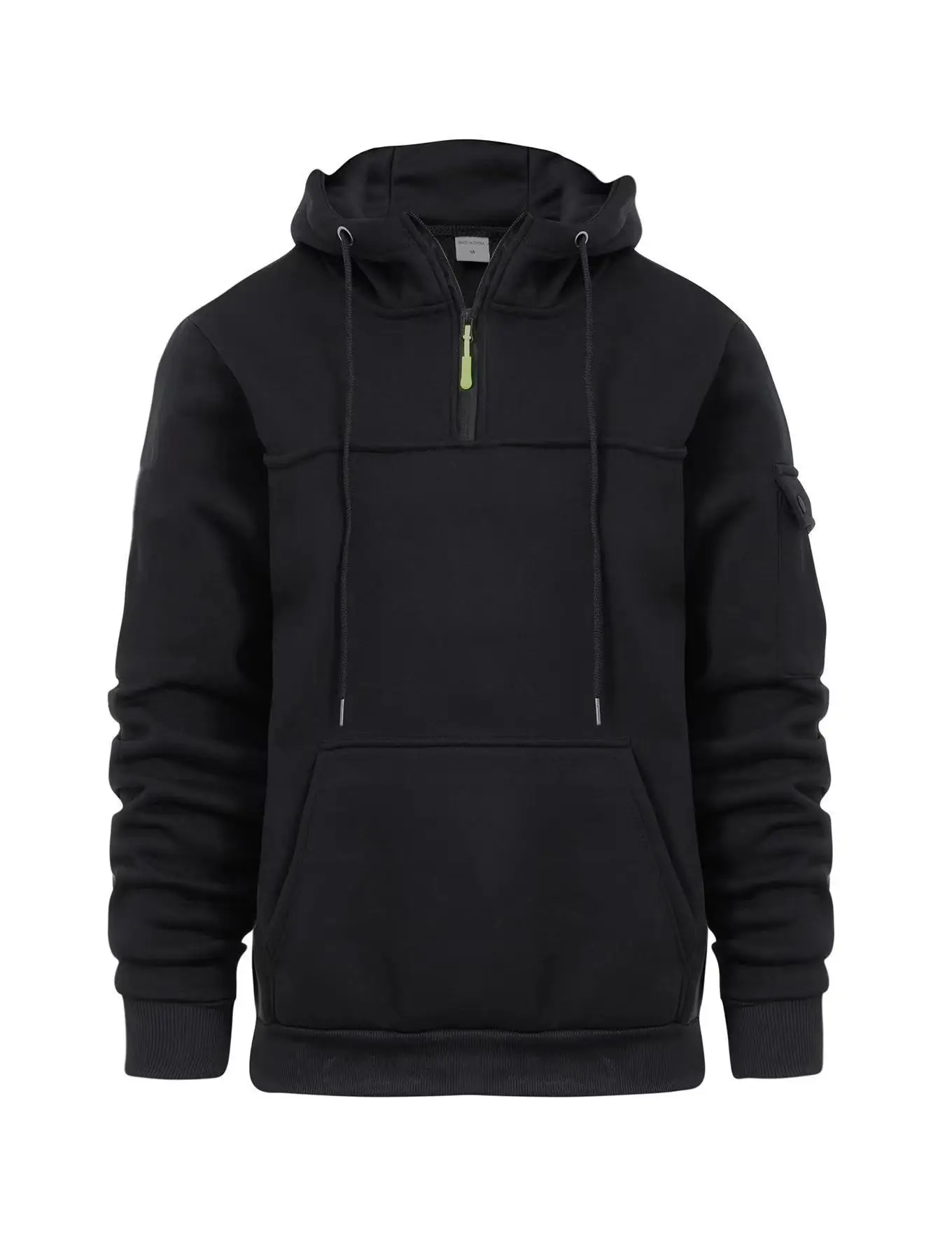 Men's Beige Zipper Hoodie Multi-Pocket Sweatshirt — feature 10