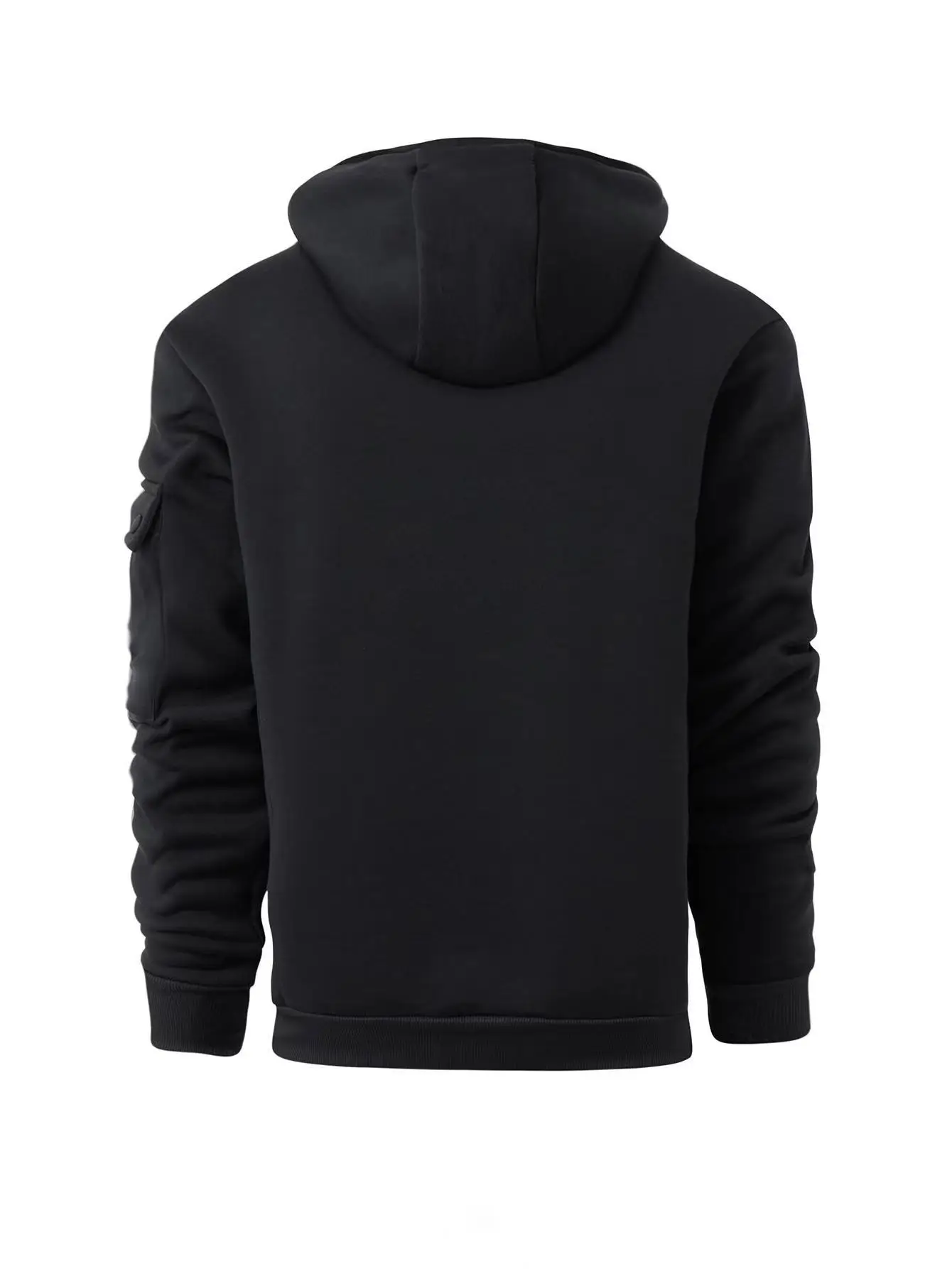 Men's Beige Zipper Hoodie Multi-Pocket Sweatshirt — feature 11