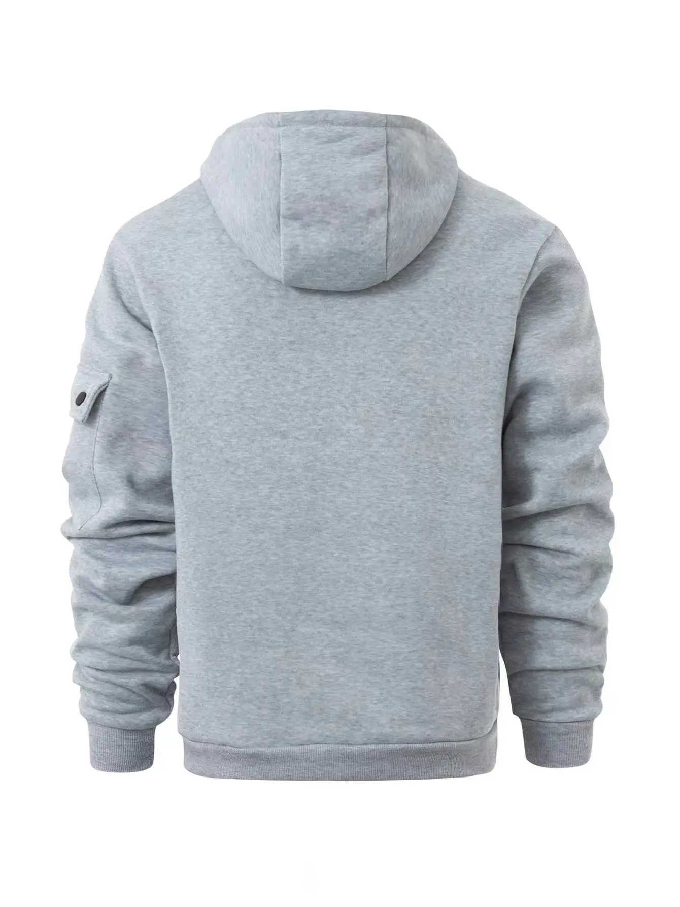 Men's Beige Zipper Hoodie Multi-Pocket Sweatshirt — feature 17
