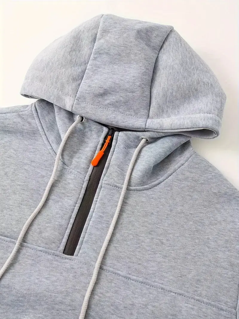 Men's Beige Zipper Hoodie Multi-Pocket Sweatshirt — feature 18
