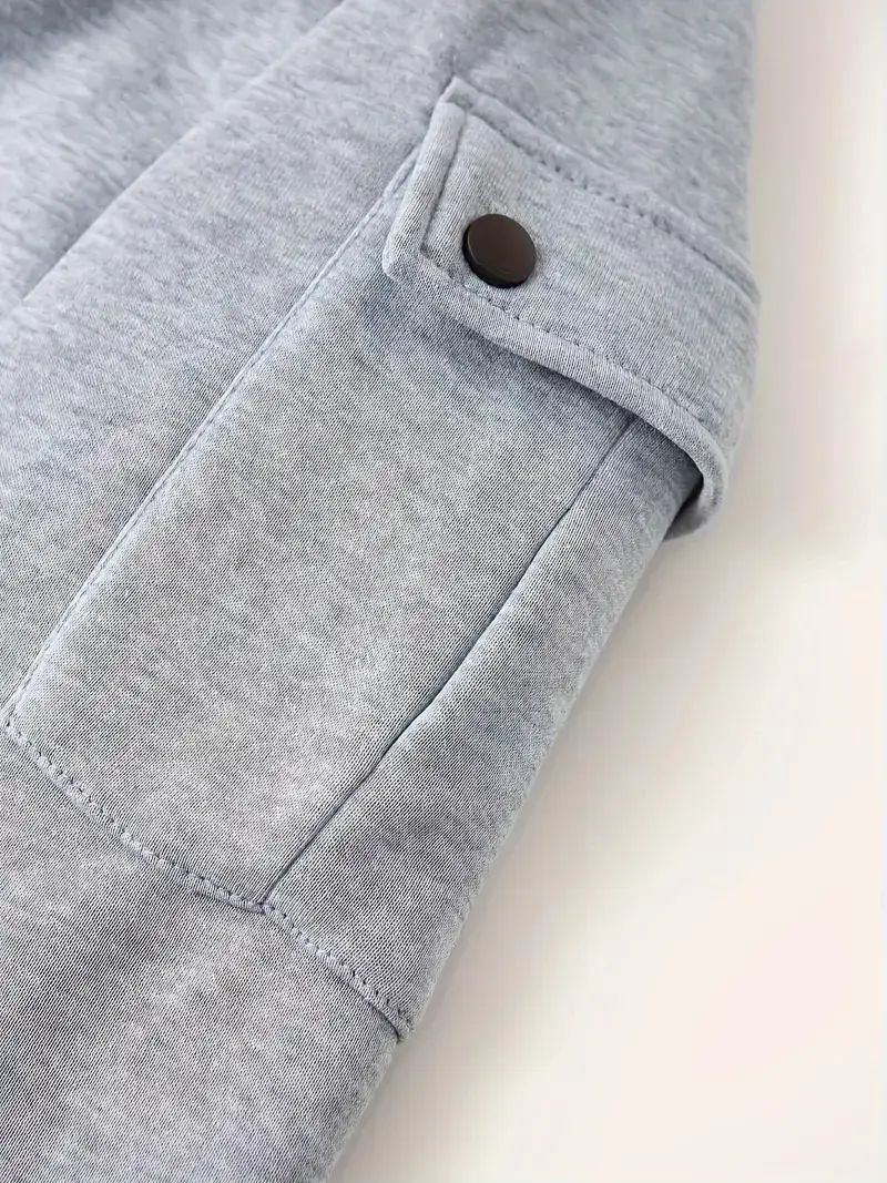 Men's Beige Zipper Hoodie Multi-Pocket Sweatshirt — feature 19