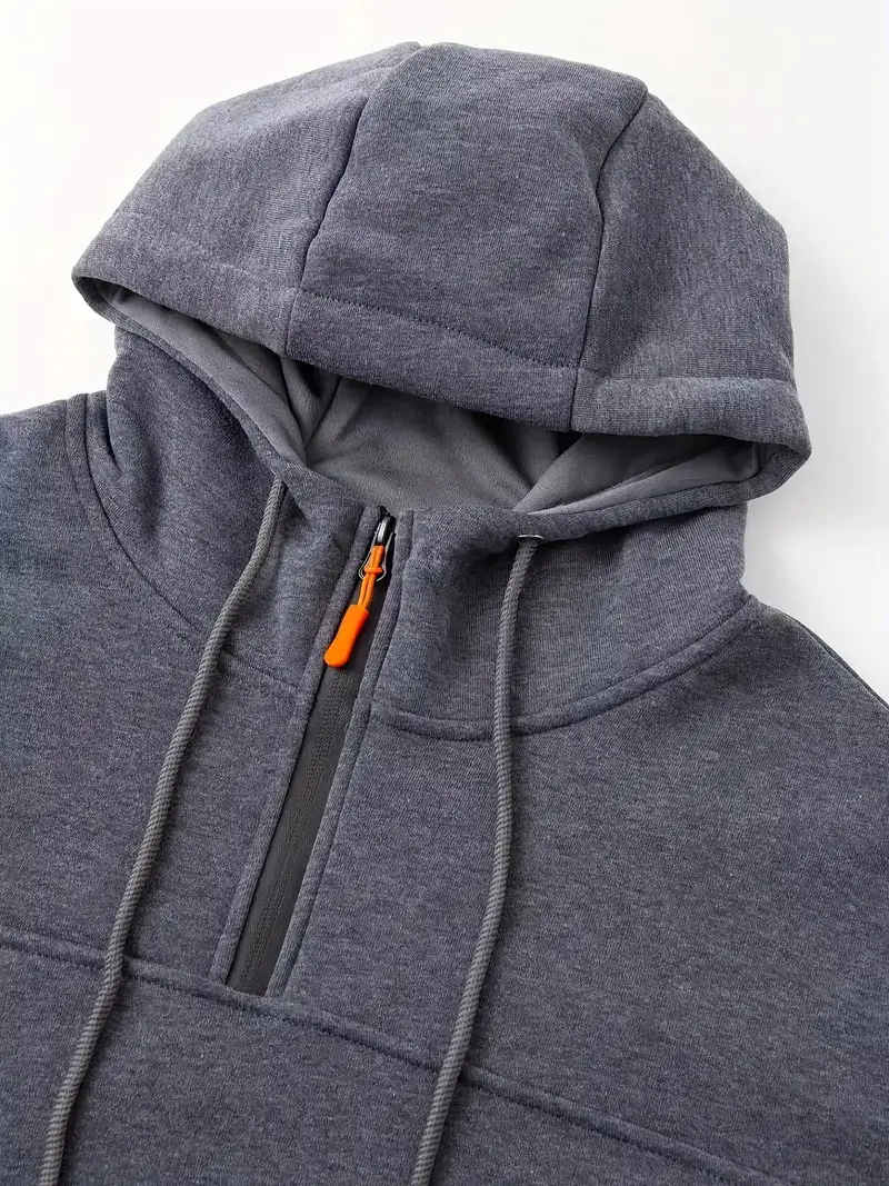 Men's Beige Zipper Hoodie Multi-Pocket Sweatshirt — feature 22