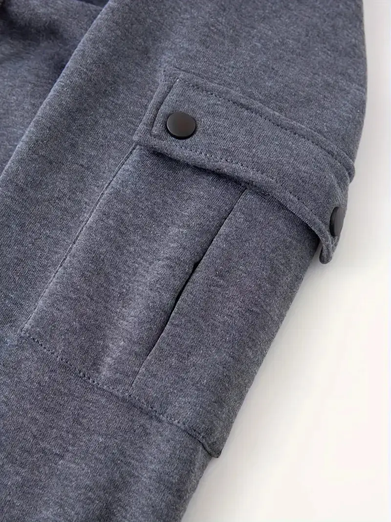 Men's Beige Zipper Hoodie Multi-Pocket Sweatshirt — feature 23