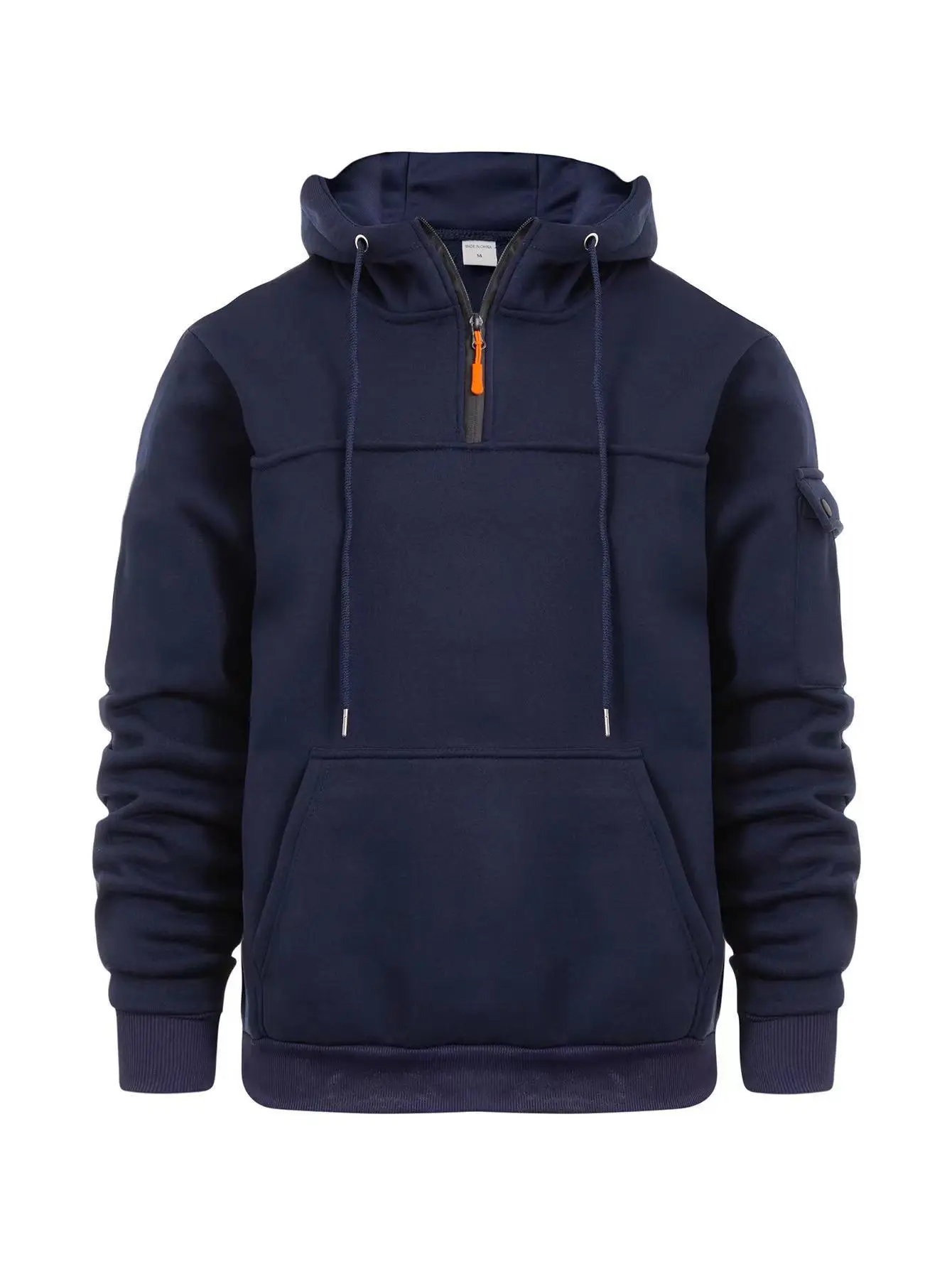 Men's Beige Zipper Hoodie Multi-Pocket Sweatshirt — feature 26
