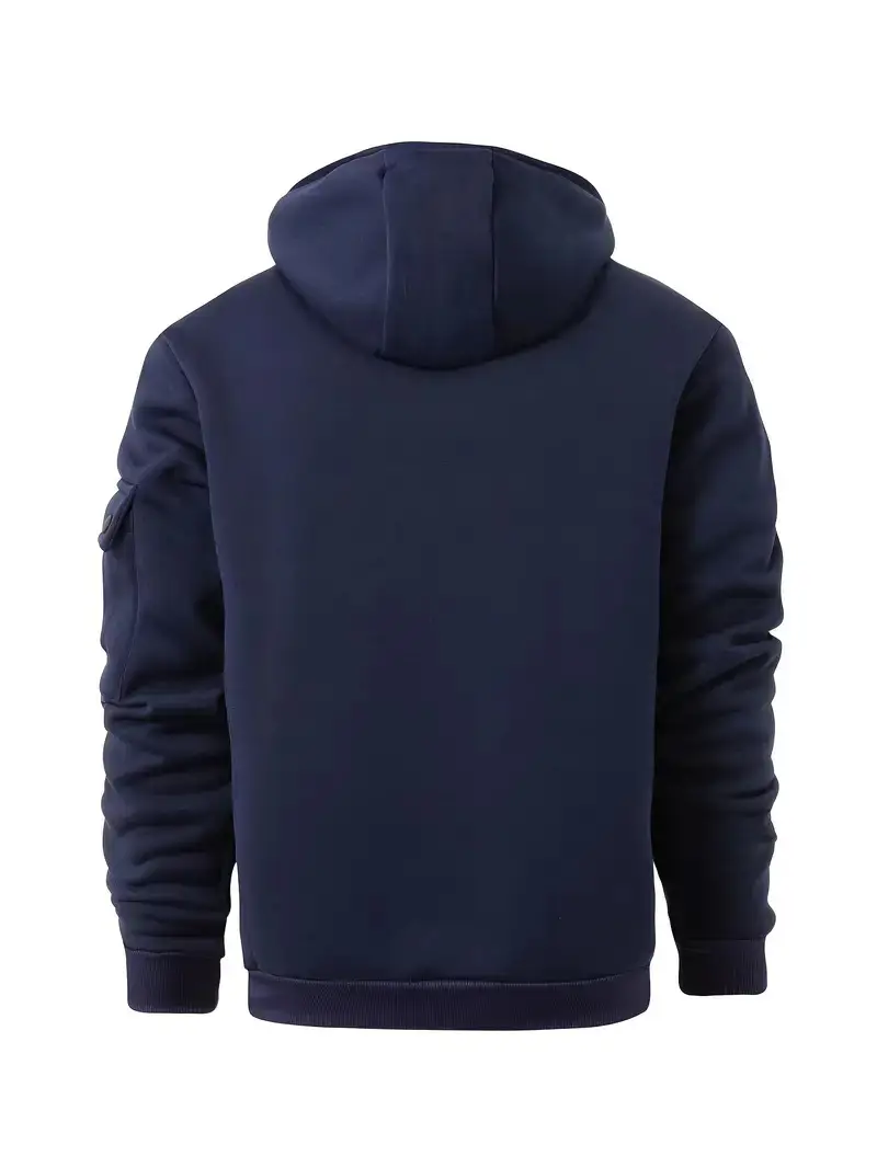Men's Beige Zipper Hoodie Multi-Pocket Sweatshirt — feature 27