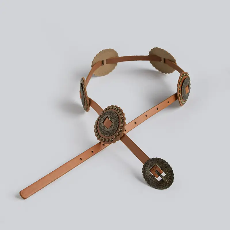 Women's Bohemian Belt with Crystal Buckles Black — feature 12