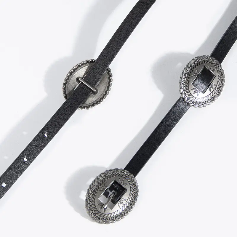 Women's Bohemian Belt with Crystal Buckles Black — feature 5