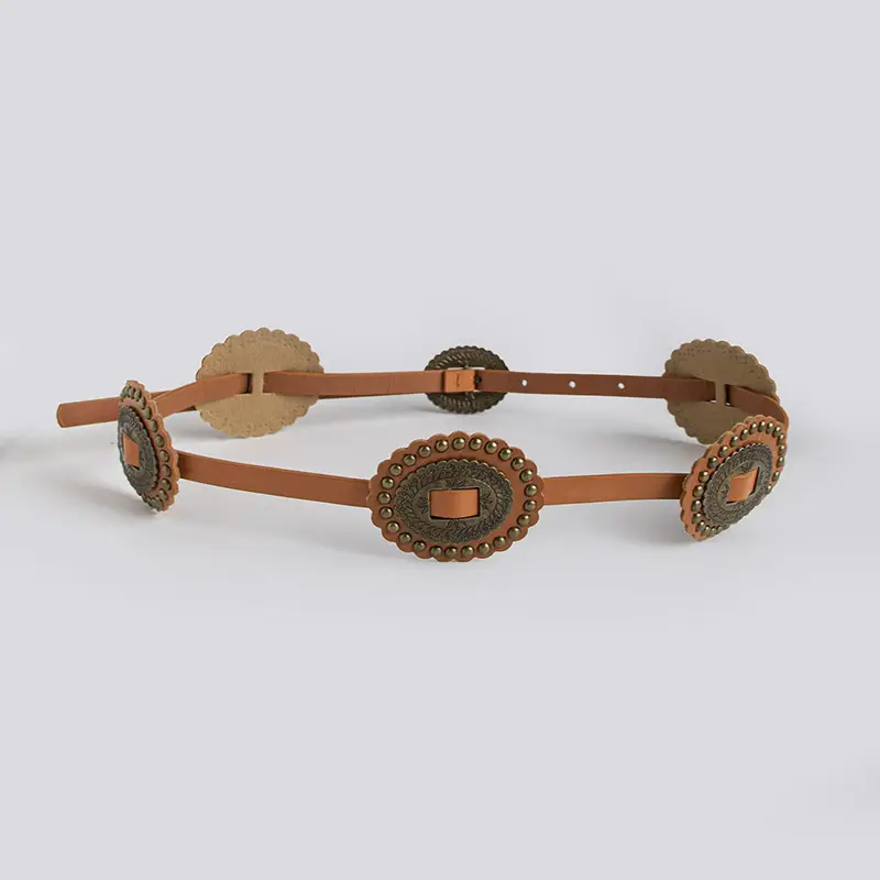 Women's Bohemian Belt with Crystal Buckles Black