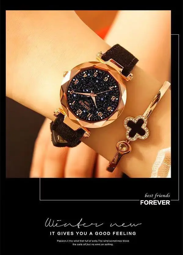 Women's Red Strap Quartz Watch with Star Face Dial — feature 13