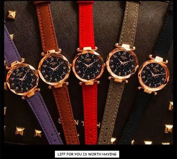 Women's Red Strap Quartz Watch with Star Face Dial — feature 7