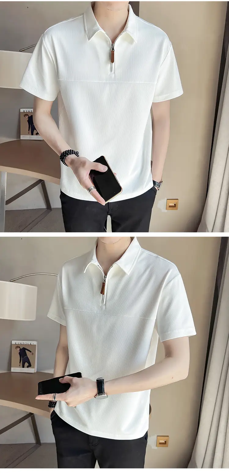 Men's White ShorT Sleeve Polo Summer 2024 — feature 5