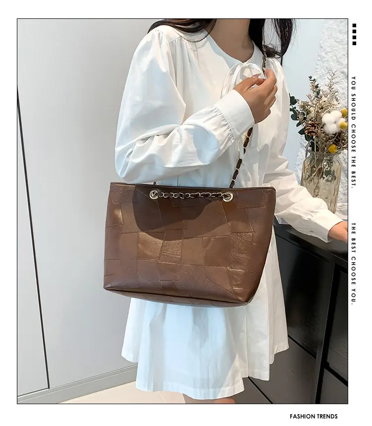 Brown Leather Shoulder Bag for Women 2024 Summer — feature 2