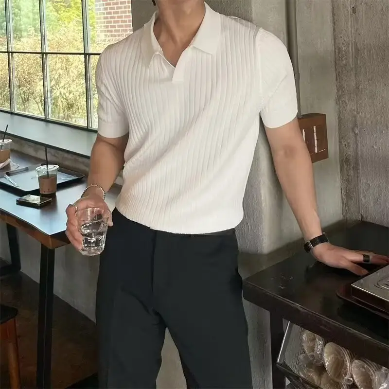 Men's Brown Knitted Slim Fit T-Shirt with Half Sleeve - Image 14