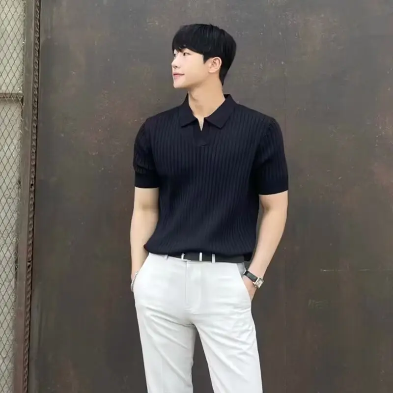 Men's Brown Knitted Slim Fit T-Shirt with Half Sleeve - Image 15