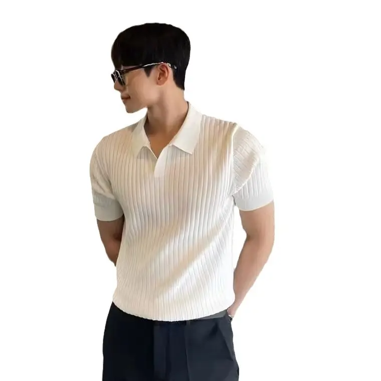 Men's Brown Knitted Slim Fit T-Shirt with Half Sleeve - Image 17