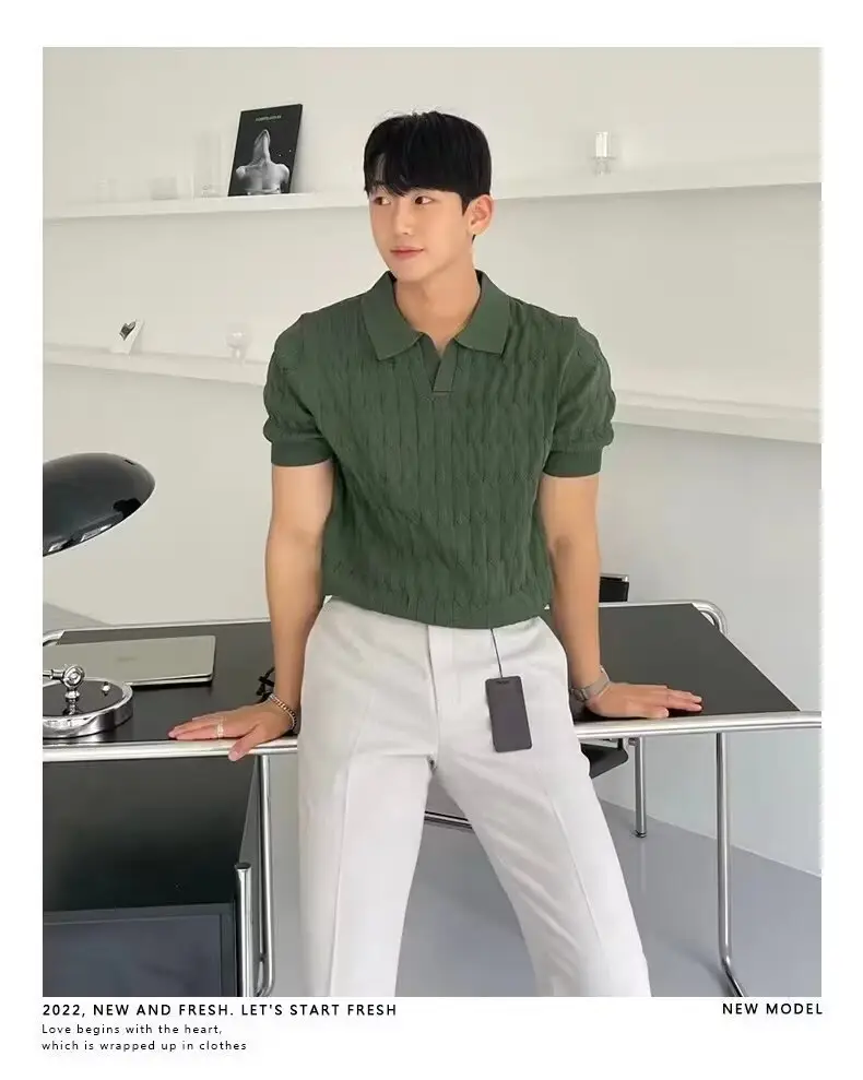 Men's Brown Knitted Slim Fit T-Shirt with Half Sleeve — feature 28