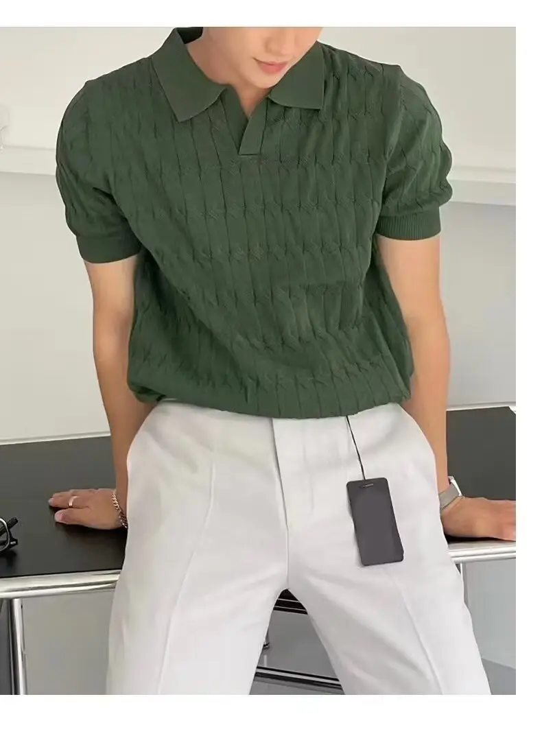 Men's Brown Knitted Slim Fit T-Shirt with Half Sleeve — feature 30