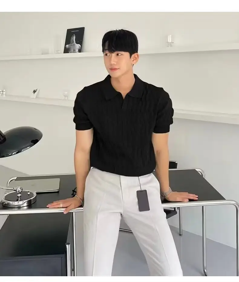 Men's Brown Knitted Slim Fit T-Shirt with Half Sleeve — feature 32