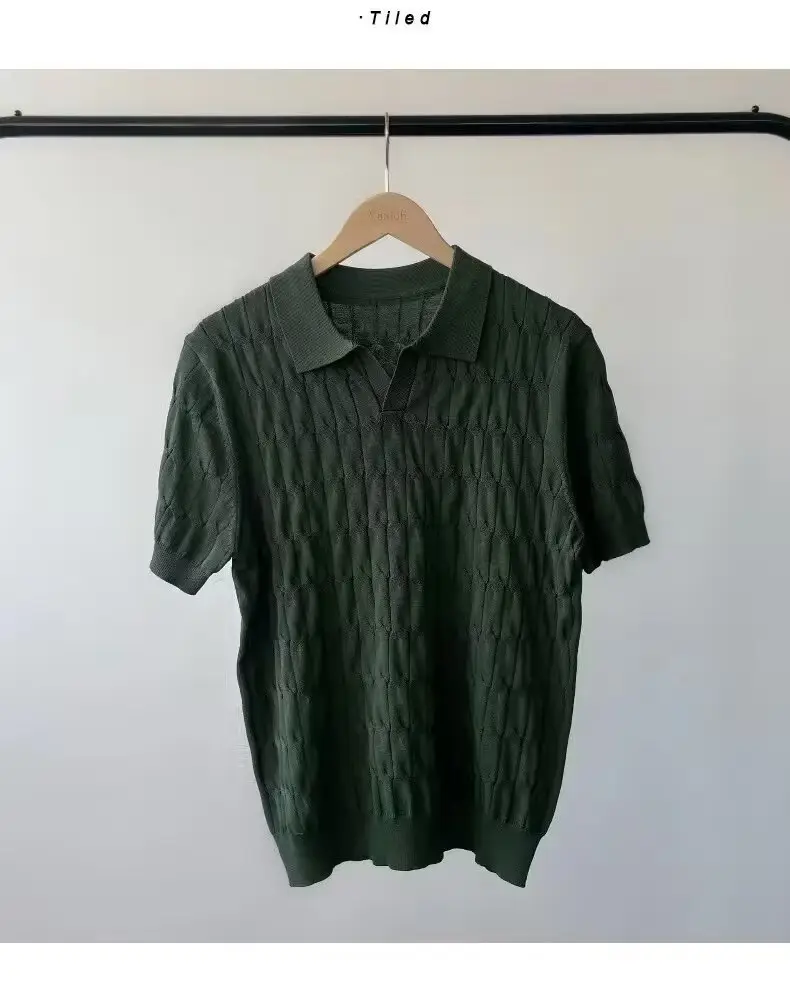 Men's Brown Knitted Slim Fit T-Shirt with Half Sleeve — feature 33
