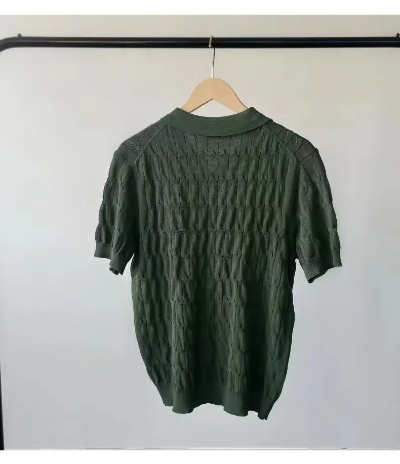 Men's Brown Knitted Slim Fit T-Shirt with Half Sleeve — feature 34