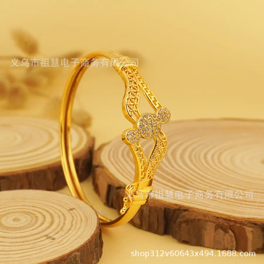 Gold Geometric CZ Bracelet for Women