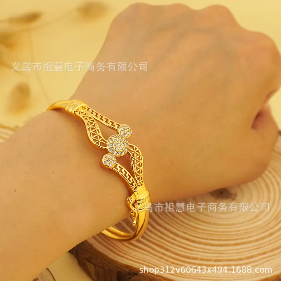 Gold Geometric CZ Bracelet for Women