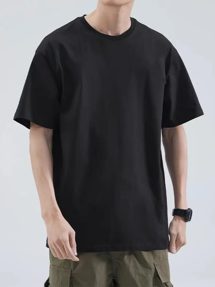Men Black Cotton T-Shirt Loose Fit Summer Wear - Image 6