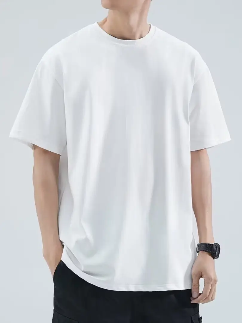 Men Black Cotton T-Shirt Loose Fit Summer Wear - Image 7