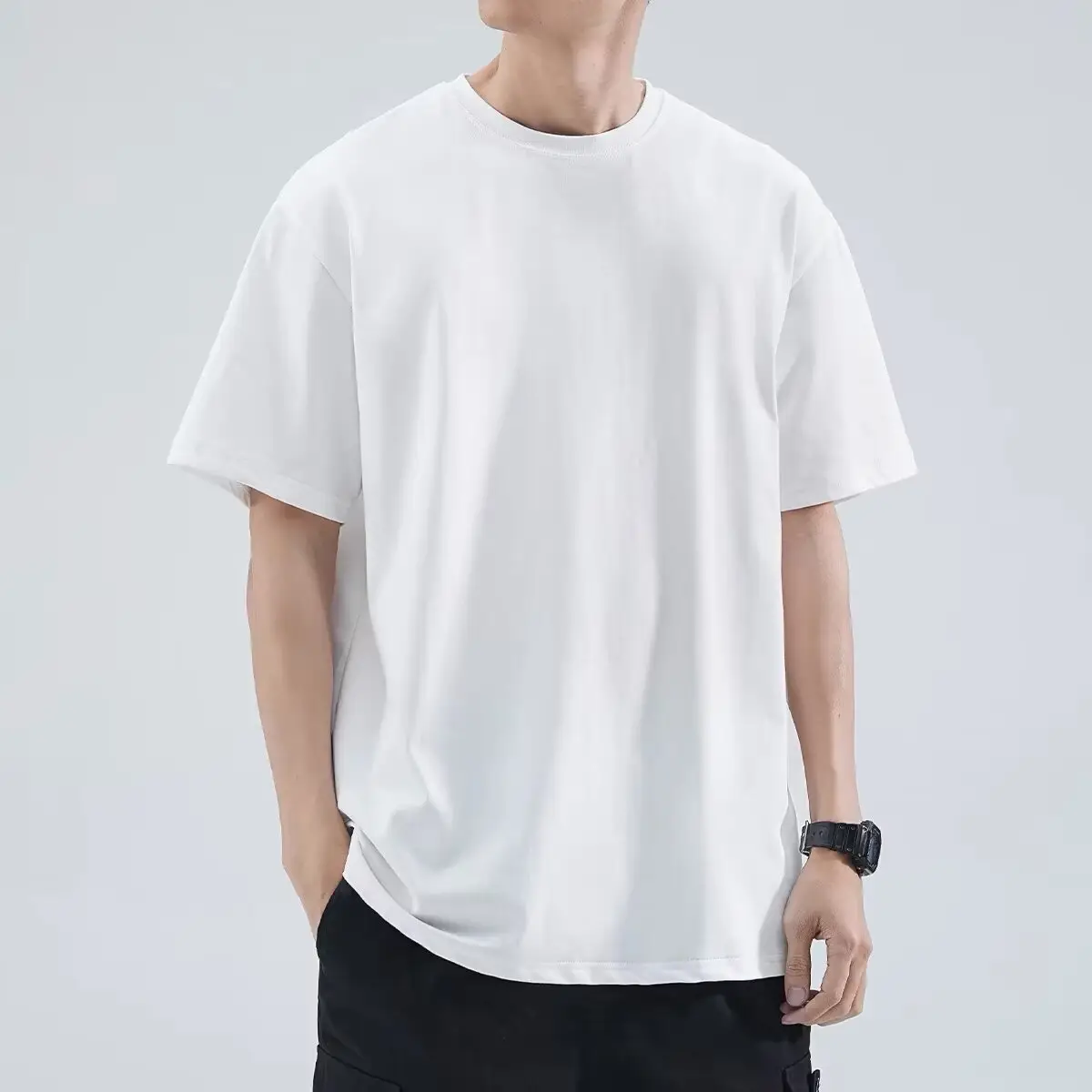 Men Black Cotton T-Shirt Loose Fit Summer Wear — feature 3
