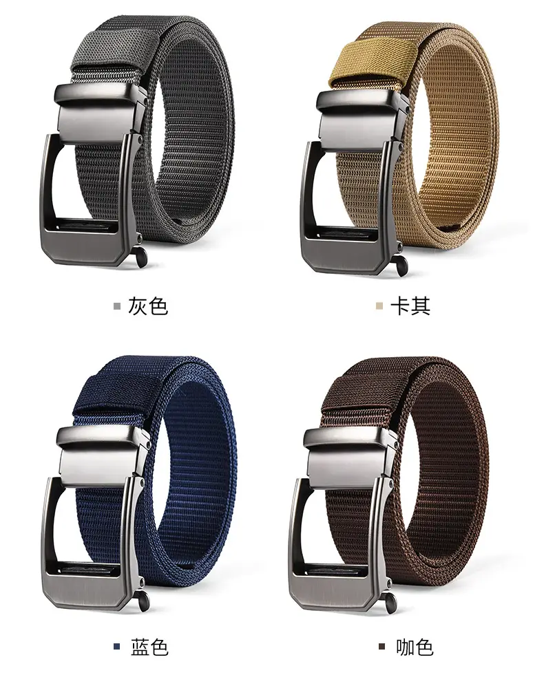 Men's Automatic Toothless Belt Black Gold Nylon — feature 4